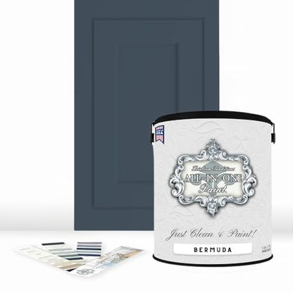 ALL-IN-ONE Paint by Heirloom Traditions, Bermuda (Blue Gray), Gallon - Durable cabinet and furniture paint. Built in primer and top coat, no sanding needed. Includes our 30 featured color card. - color: Bermuda, size: 128 Fl Oz (Pack of 1)