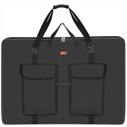 TreochtFUN Art Portfolio Bag 36 x 48 in - Waterproof Artist Carrying Bag Soft Side Sturdy with Strap, Heavy Duty Storage for Artwork Drawing Canvas Poster,(Black) - size: 36 x 48
