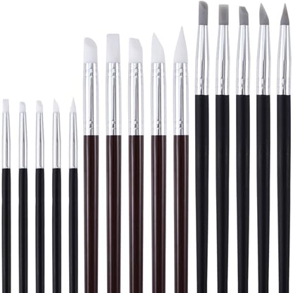 SmallCat 15 Pcs Silicone Paint Brushes, Flexible Clay Carving Tools, Professional Sculpting Tools for Handicraft Pottery Artwork Shaping Carving DIY- Black - color: Black, 15 Pcs