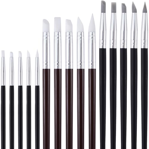 SmallCat 15 Pcs Silicone Paint Brushes, Flexible Clay Carving Tools, Professional Sculpting Tools for Handicraft Pottery Artwork Shaping Carving DIY- Black - color: Black, 15 Pcs