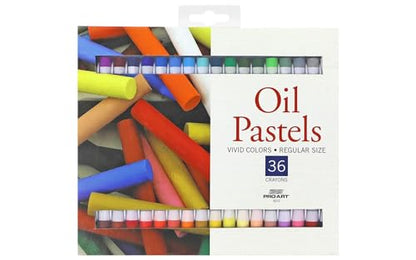 PRO ART Oil Pastels Regular Vivid Color 36pc, Soft & Oil Pastels for Artists, Artist Crayons for Drawing & Sketching, Pastel Art Supplies for Adults