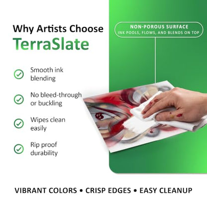 TerraSlate Paper | 10 Mil 5” x 7” Alcohol Ink Paper | Waterproof & Non-Porous Alcohol Ink Drawing Paper | Bright White, 25 Sheets