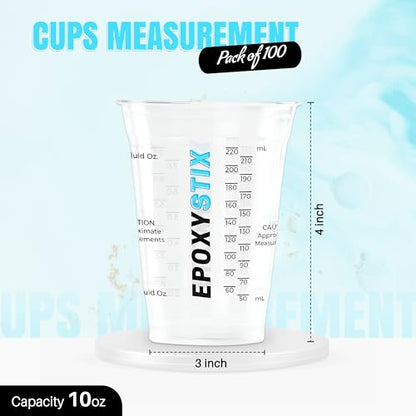 [Pack of 100] 10oz Disposable Graduated Measuring Cups for Mixing - Measurements in mL and Oz - Multipurpose Reusable Cups for Paint, Epoxy Resin, Stain, Liquid Mixing Cups - size: 100 Pack