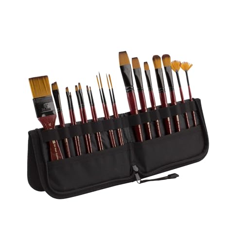 Creative Mark Folding Paint Brush Easel & Travel Case 9" Long - Compact Brush Holder Organizer for Short Handled Paintbrushes - Durable Paint Brush Bag for Storage - Holds up to 20 Brushes