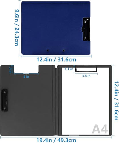 2 Pack Foldable Clipboards, A4 Office Clipboard Folder with Double Metal Clips, 360 Degree Foldable Binder Clipboard with Pen Holder, File Cover Work Folder Clipboards, Blue - style: 2Pack- Blue