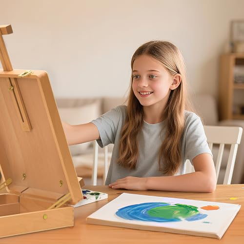 Tabletop Art Easel for Painting, Premium Wooden Sketchbox, Portable Desktop Painting Easel for Student Artist Beginner - style: Sketchbox