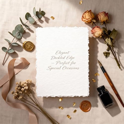 Eikovia 120Pcs Cotton Watercolor Paper, 300GSM, 4x6 inch, Premium Textured Deckled Edge for Invitations & Crafts