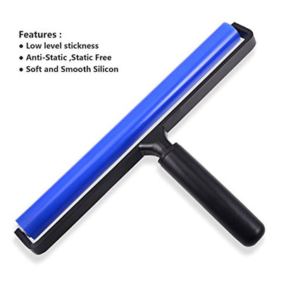EHDIS Glue Silicone Rubber Pasting Tacky Soft Roller Vinyl Record Cleaner Squeegee Wheel Anti-Static Sticky Dust Collection for Film Application Craft Project Industry Ink Tools 12-inch