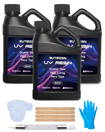 1500g UV Resin Clear - Fast Curing, Crystal Clear, Odourless, Low Viscosity & Hard Type, UV Resin Kit for DIY Jewelry Making, Casting, and Coating Crafts - size: 1500g