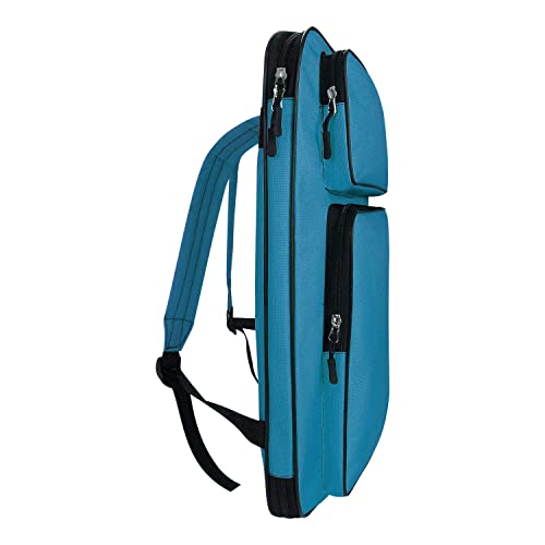 haozaikeji A3 Artist Portfolio Carry Case Bag Portable Waterproof Canvas Shoulder Bag Painting Pad Backpack for Sketching Painting Art Supplies with Shoulder Straps & Carry Handle - color: Blue