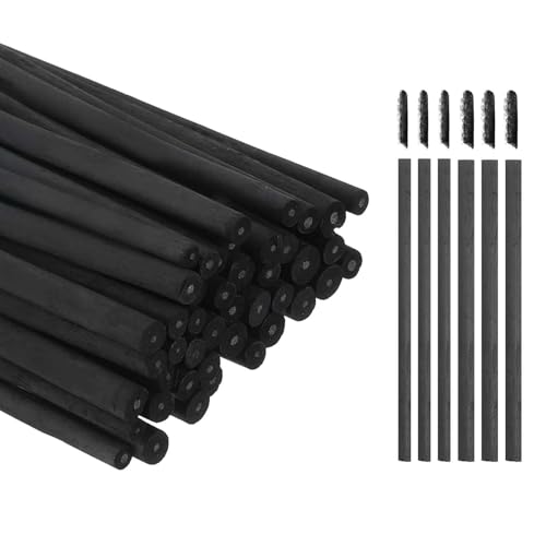 MECCANIXITY 50Pcs Willow Charcoal Sticks, 5-7mm / 7-9mm Willow Charcoal Pencils Soft Sketch Vine Art Supplies Set for Drawing Sketching Shading Painting Artists