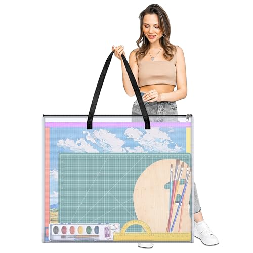 ZKOO Painting Folder, 26" x 20" Poster Storage Bag for Kids Artwork, Art Portfolio Bag with Handle, Large Artwork Storage Case for Posters, Bulletin Board, Art Portfolio for Children, Black - color: Black, size: 26" x 20"