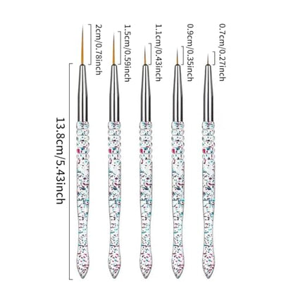 5PCS Liner Brushes for Nails, Nail Art Liner Brushes Set, 7/9/11/15/20mm Thin Detail Brush for Long Lines & Fine Drawing, UV Gel Polish Painting Nail Design Tools - color: 5PCS Liner Brushes
