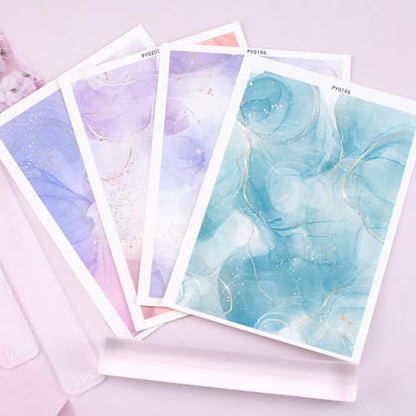 Clay Transfer Paper, 4Pcs Ink Gilded Texture Patterns Polymer Clay Transfer Sheets with Auxiliary Tools for Fantastic Jewelry Making - color: Gilding