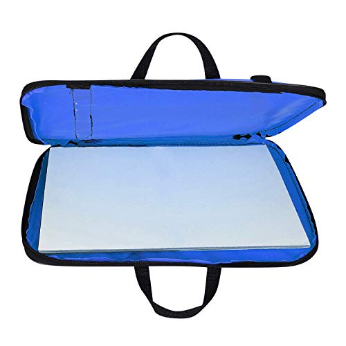 haozaikeji A3 Artist Portfolio Carry Case Bag Portable Waterproof Canvas Shoulder Bag Painting Pad Backpack for Sketching Painting Art Supplies with Shoulder Straps & Carry Handle - color: Dark Blue