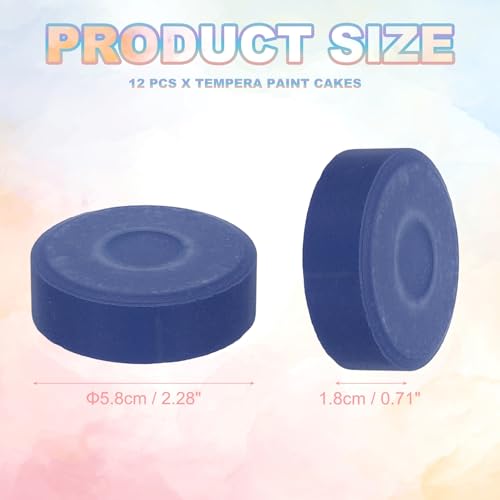 PATIKIL 12 Pcs Washable Tempera, 2.3"x0.7" Large Tempera Paint Cakes Bulk Paints Blocks Art Supplies Watercolor Cake for Artists Art Painting Drawing DIY Crafting, Blue - color: Blue
