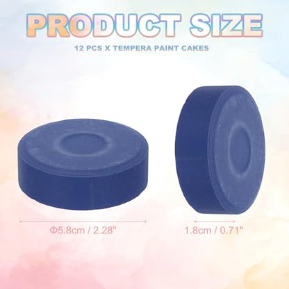 PATIKIL 12 Pcs Washable Tempera, 2.3"x0.7" Large Tempera Paint Cakes Bulk Paints Blocks Art Supplies Watercolor Cake for Artists Art Painting Drawing DIY Crafting, Blue - color: Blue