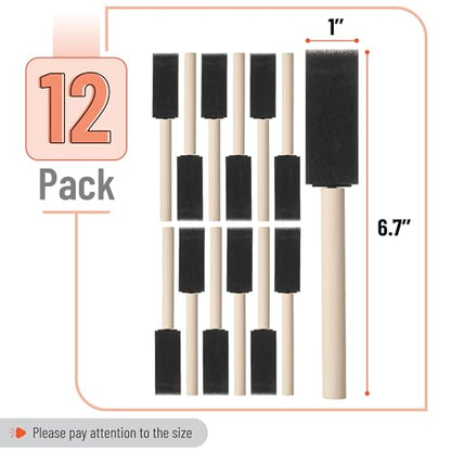 Bates Foam Paint Brushes, 1", 12 Pack - Sponge Brushes for Painting, Staining, and Mod Podge - color: Black, size: 1 inch, 12 Pack