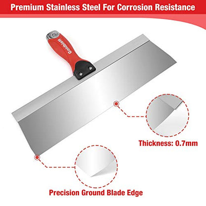 Goldblatt 5-Pieces Stainless Steel Taping Knives - 6'', 8'', 10'', 12'', 14'' Taping Knife Tools, Drywall Knife Set Perfect for Drywall Joint Taping, Finishing & Patching