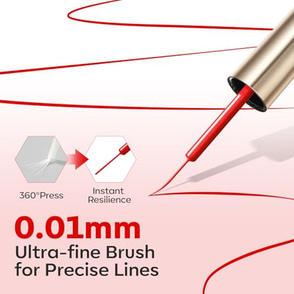 modelones Red French Tip Liner Gel Polish, 15 ML Bright Apple Red Valentine's Day Nail Art Paint Swirl with Ultra Fine Line Brush Soak Off U V DIY Home Salon Professional Manicure Gift for Women - color: Apple Red Liner