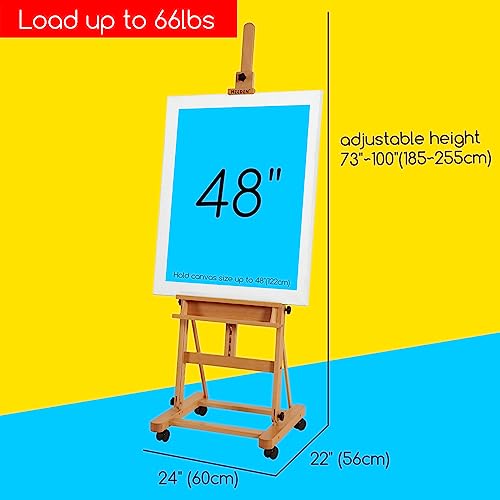 MEEDEN Large Studio H-Frame Beech Wood Artist Easel & Bamboo Desk Organizer with Drawers