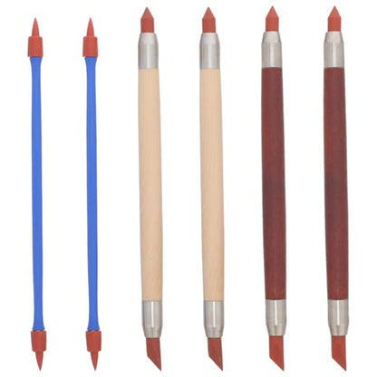 Holibanna 6pcs Silicone Tip Clay Sculpting Tools - Double Head Clay Color Shapers - Paint Drawing Blending Brushes for Pottery Polymer Crafts