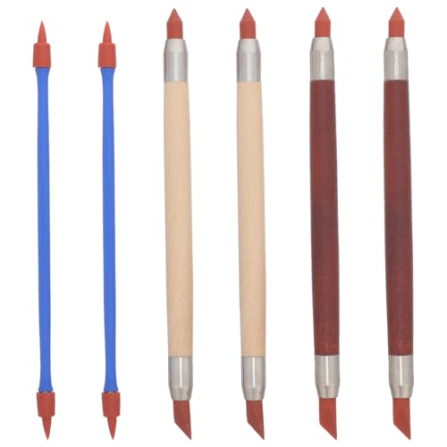 Holibanna 6pcs Silicone Tip Clay Sculpting Tools - Double Head Clay Color Shapers - Paint Drawing Blending Brushes for Pottery Polymer Crafts