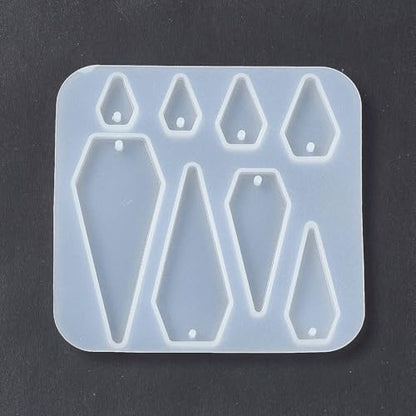1PC Diamond Patter Pendant Silicone Molds Resin Epoxy Casting Molds for Earring Necklace Keychain Charms Pendants Jewelry Making DIY Gem Cabochon Craft Supplies White 71x75x5mm - color: White-21