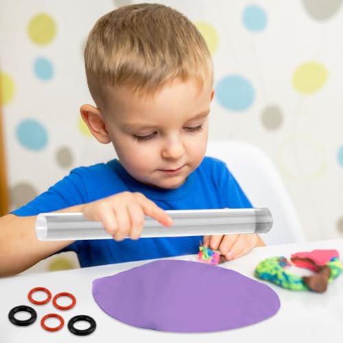 Polymer Clay Tools, 2Pcs Acrylic Rolling Pin with Thickness Rings Kit, Air Dry Clay Tools Clear Slab Roller Supplies Art Craft DIY Tool