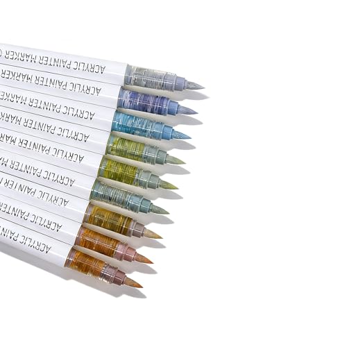 Grey Gray Acrylic Paint Markers, 9 Colors Acrylic Paint Pens Water Based and Soft Brush Tip for Wood Glass Eggs Rock Painting Canvas Stone Fabric DIY Crafts Art Supplies (Grey 2.0) - color: Grey 2.0