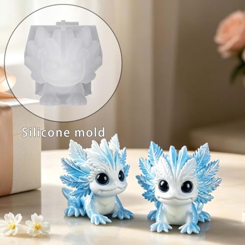 3D Cute Axolotl Silicone Mold, Salamander Walking Fish Candle Soap Making Mold, Flexible Epoxy Resin Casting Mold for DIY Aromatherapy Plaster, Fantasy Home Decor