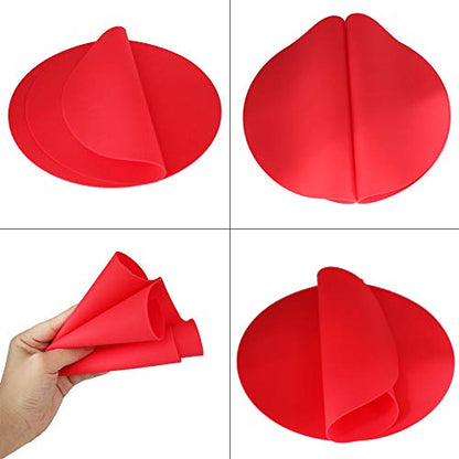 Silicone Microwave Mat 12 Inch, Non Stick Turntable Safe Baking Mat for Kitchen, Multi-Purpose Heat Resistant Oven Mat 2 Pack, BPA Free Microwave Splatter Cover (Red) - color: Red
