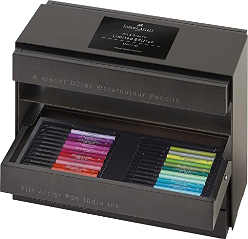 Faber-Castell Limited Edition Dark Satin Cassette, Multicoloured, Wooden Case Of 396, For Art, Craft, Drawing, Sketching, Home, School, University, Colouring