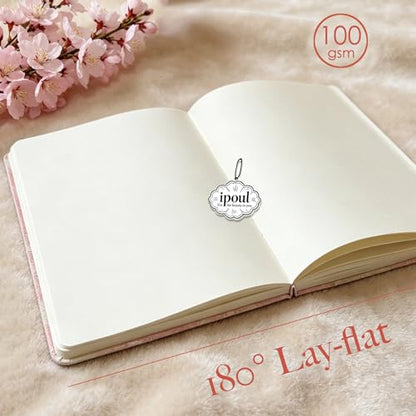 Pink Sketchbook, Cute Sketch Notebook, Drawing Journal, A5, Blank Pages, Unlined Paper, Hardcover, Lay Flat, Pretty Sketchbook for Women, Peach Flowers - color: Flower Peach Blossom, style: Plain