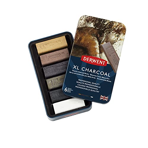 Derwent XL Charcoal Set of 6 - color: Assorted Colors, size: 6 Count (Pack of 1), style: Charcoal