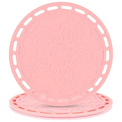 Silicone Trivet Mat - Big Round Silicon Coaster for Hot Dishes and Pots, Countertops, Tables, Pot Holders, Spoon Rest Place Mats - Set of 3 - Pink - color: K: Pink