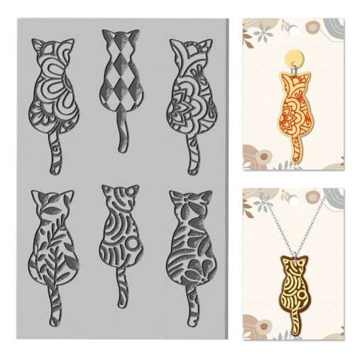 CHGCRAFT Cat Back View Clay Texture Mat Bohemian Polymer Clay Molds DIY Artistic Plant Clay Texture Tools for Clay Pottery Earring Jewelry Making Stamp Engraving Machines, 3.9x2.6inch - style: Artistic Plant