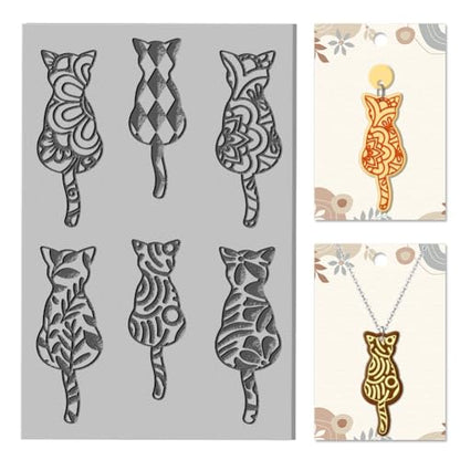CHGCRAFT Cat Back View Clay Texture Mat Bohemian Polymer Clay Molds DIY Artistic Plant Clay Texture Tools for Clay Pottery Earring Jewelry Making Stamp Engraving Machines, 3.9x2.6inch - style: Artistic Plant