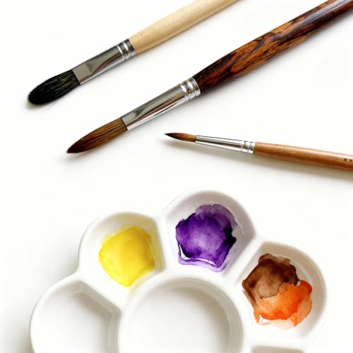 30 Pack 6.7" Round Paint Palettes, 7 Well Flower Petal Painting, White Plastic Paint Mixing Tray Watercolor Painting Dish for Oil DIY Art Gouache