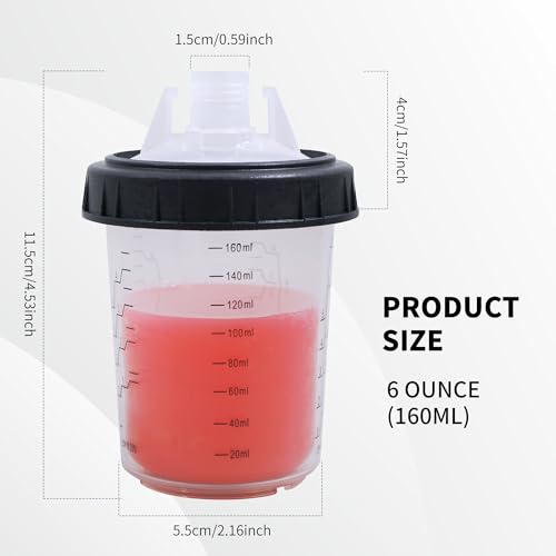 Disposable Paint Gun Cups for Spray Gun, 6oz(160ML) 50 Liners Kit | 50 Pack Disposable Liners and Lids For HVLP & LVLP Automotive Spray Gun, Car Painting, and Furniture - size: 6 ounce