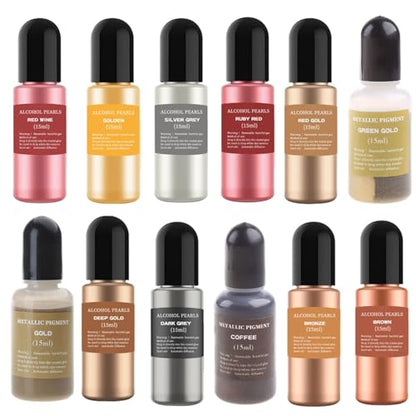 Metallic 12 Color Concentrated Extreme Alcohol-Based Inks for Epoxy Resin Acrylic Pouring Paint