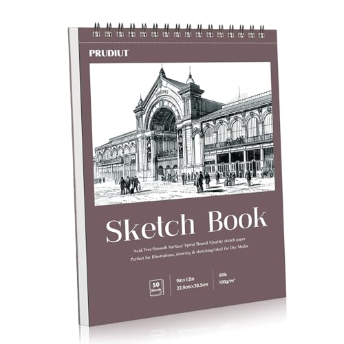 Sketch Book 9×12 inch, Spiral Bound Sketch Pad 50 Sheets (68lb/100gsm), Acid-Free Sketchbook for Drawing Painting Sketching, Art Paper Drawing Supplies for Teens Adults Artists Ideal Gifts - color: Reddish brown, size: 9 x 12inch(1 Pack)
