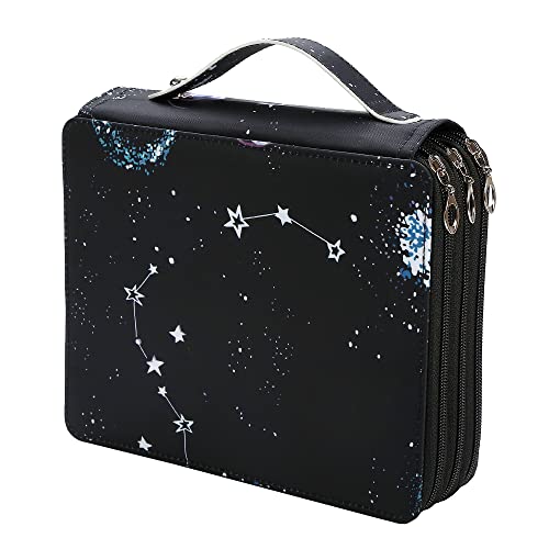 120 Slots Colored Pencil Case Organizer, 3 Layer Bag | Twill Oxford fabric,127 elastic loops,detachable handle,for travel, home storage,drawing tools,creative gifts - color: Milky way