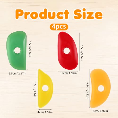 4 PCS Silicone Pottery Ribs, Soft Silicone Sculpting Tools, Multicolor and Multishape Pottery Ribs Mud Tools for Shapes Sculpting, Mud, Trimming, Throwing