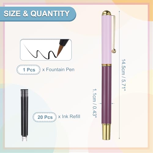PATIKIL Calligraphy Brush Pens, Refillable Brush Pen Set with Fountain Black Ink Metal Clip Chinese Hand Writing Marker Kits for Lettering Journaling Art Drawing, Dark Pink