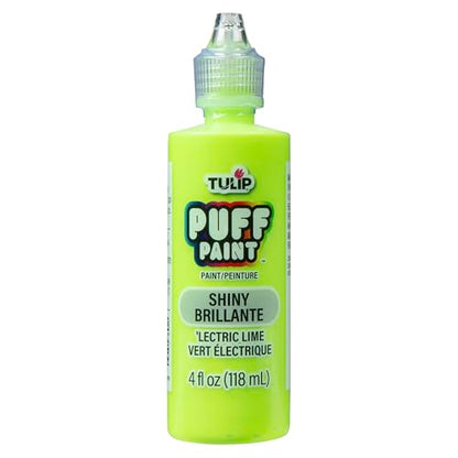 Tulip Puff Fabric Paint , Permanent Craft Paint for Clothes, DIY Projects, Notoxic, 4 fl oz, Shiny 'Lectric Lime - color: SHINY LECTRIC LIME, size: 4 Fl Oz (Pack of 1)