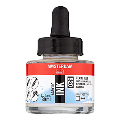 Amsterdam Acrylic Ink Bottle 30 ml Pearl Blue 820 (17208200) - color: Pearl Blue, size: 1 fl oz