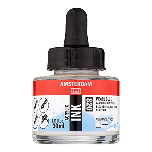 Amsterdam Acrylic Ink Bottle 30 ml Pearl Blue 820 (17208200) - color: Pearl Blue, size: 1 fl oz
