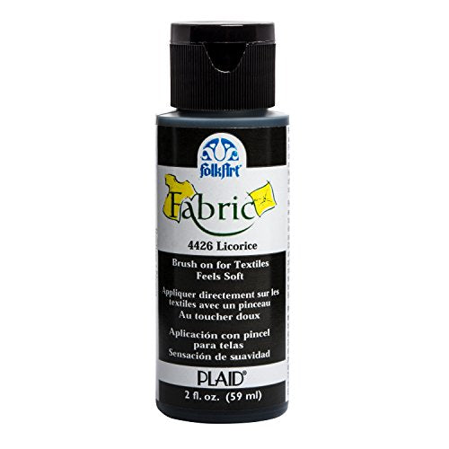 FolkArt 4426 Fabric Brush On Acrylic Paint, 2 oz, Licorice - color: Licorice