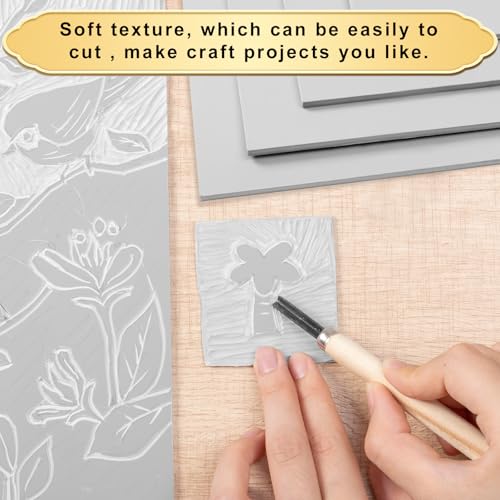 4Pcs Linoleum Blocks for Printmaking,8 x 10 Inch Linoleum Carving Tools Rubber Carving Blocks for Engraving Art Project Stamp Making - size: 8 x 10 Inch